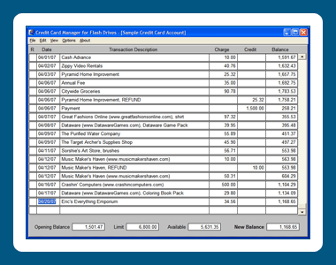 Credit Card Manager for Flash Drives 1.04.10 screenshot