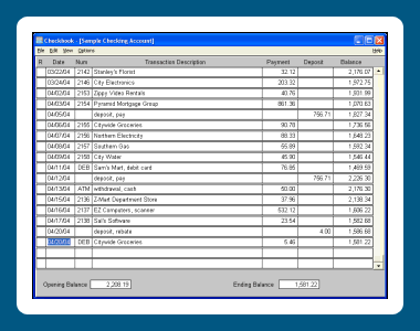 Easy-to-use checkbook register software. Published by Dataware.