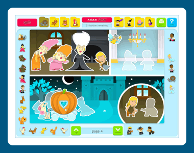 Find the correct stickers to complete fairy tale scenes! Published by Dataware.